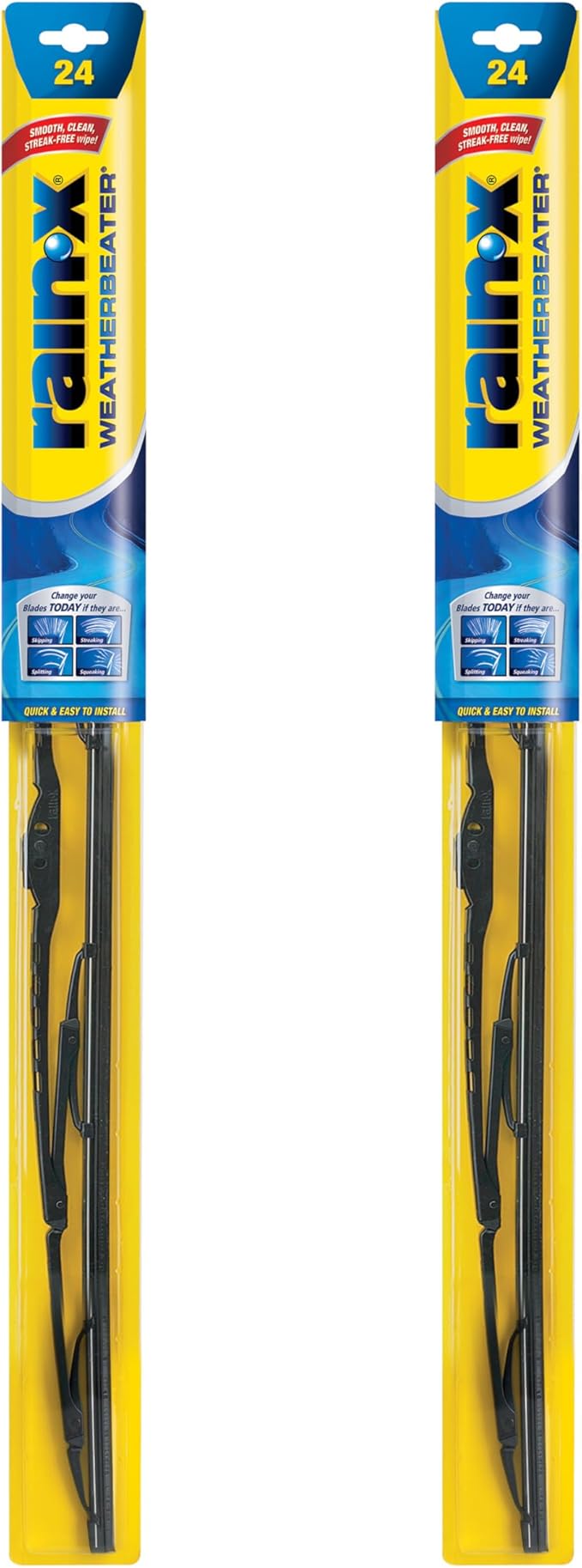 Rain-X 820245 WeatherBeater Wiper Blades, 24" Windshield Wipers (Pack of 2), Automotive Replacement Windshield Wiper Blades That Meet Or Exceed OEM Quality And Durability Standards