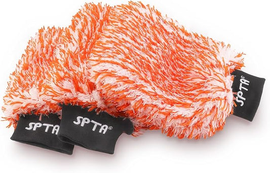 SPTA Microfiber Car Wash Mitt, 3Pcs Car Sponge Glove Wrapped in Soft, Plush Fiber Cloth Material, Safe Washing with Any Car Soap, Bucket,Foam Gun,Foam Cannon,Other Cleaning Supplies -11 Inchx7.3 Inch