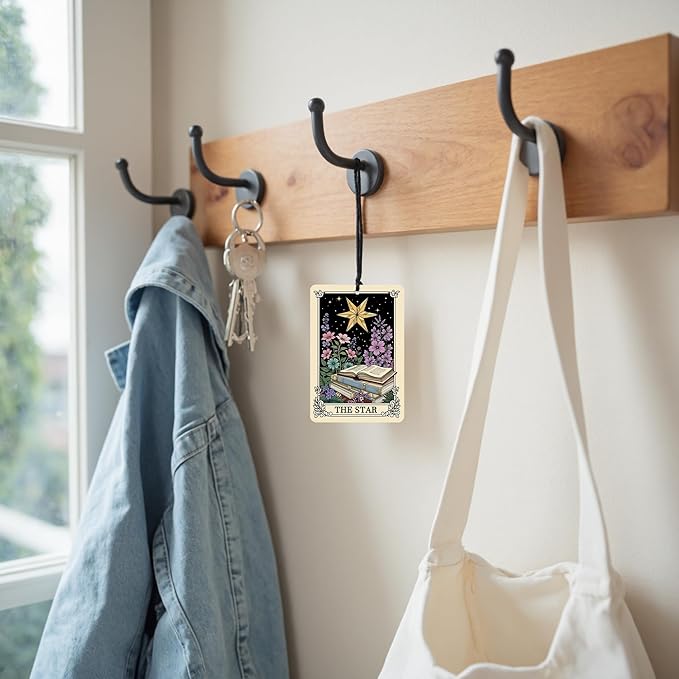 Witchy Gothic Car Air Freshener 4 Pcs, Vintage Boho the Moon Sun Star Reader Tarot Card Hanging Air Freshener for Closet Drawer Books, Goth Skull Skeleton Car Accessories Mirror Decor for Women