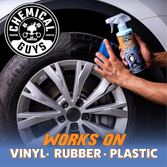 Chemical Guys Tire Kicker Sprayable Extra Glossy Tire Shine, Dry-to-Touch Dressing - Restores Wet Look to Rubber, Vinyl, and Plastic, Safe for Cars, Trucks, Motorcycles, RVs, and More - 16 oz
