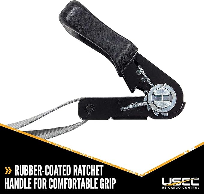 US Cargo Control 1 Inch Wide by 10 Foot Long Rubber Coated Ratchet Strap with Vinyl Coated Wire Hooks, 4 Pack