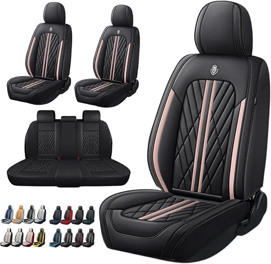 Universal Fit Waterproof Breathable Nappa Leather Automotive Vehicle Car Seat Covers Set Cushion Protector for Sedan SUV