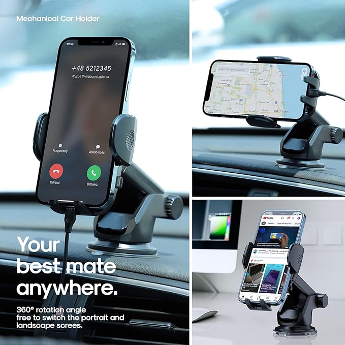 2025 Premium Universal Car Phone Mount 3-in-1 Upgraded Edition Compatible with Dashboard/Windshield/Vent/Truck Mounts Fits iPhone 17/16/15 Pro Max/14 and Samsung/Android Devices