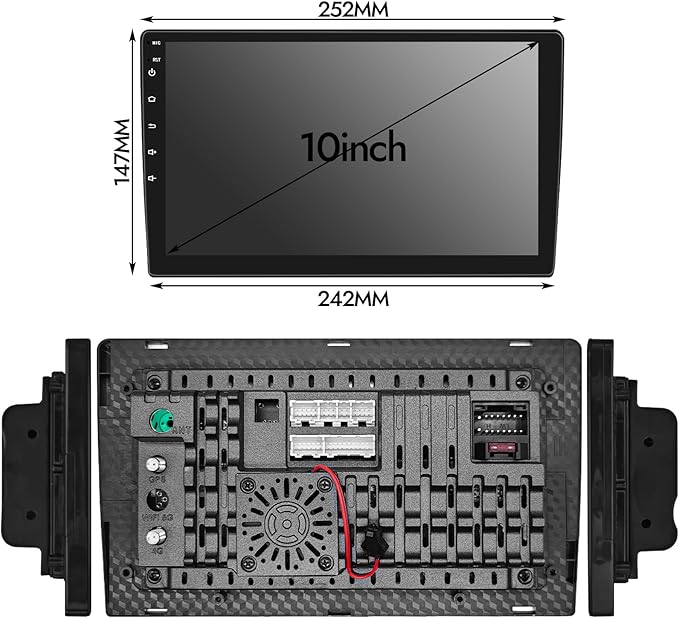 10'' 8Core 4+64GB QLED Full Touch Android Double Din Car Stereo Radio Audio Video Player with Apple CarPlay Android Auto 4G&WiFi DSP FM&AM BT MirrorLink Split Screen PIP GPS Navigation