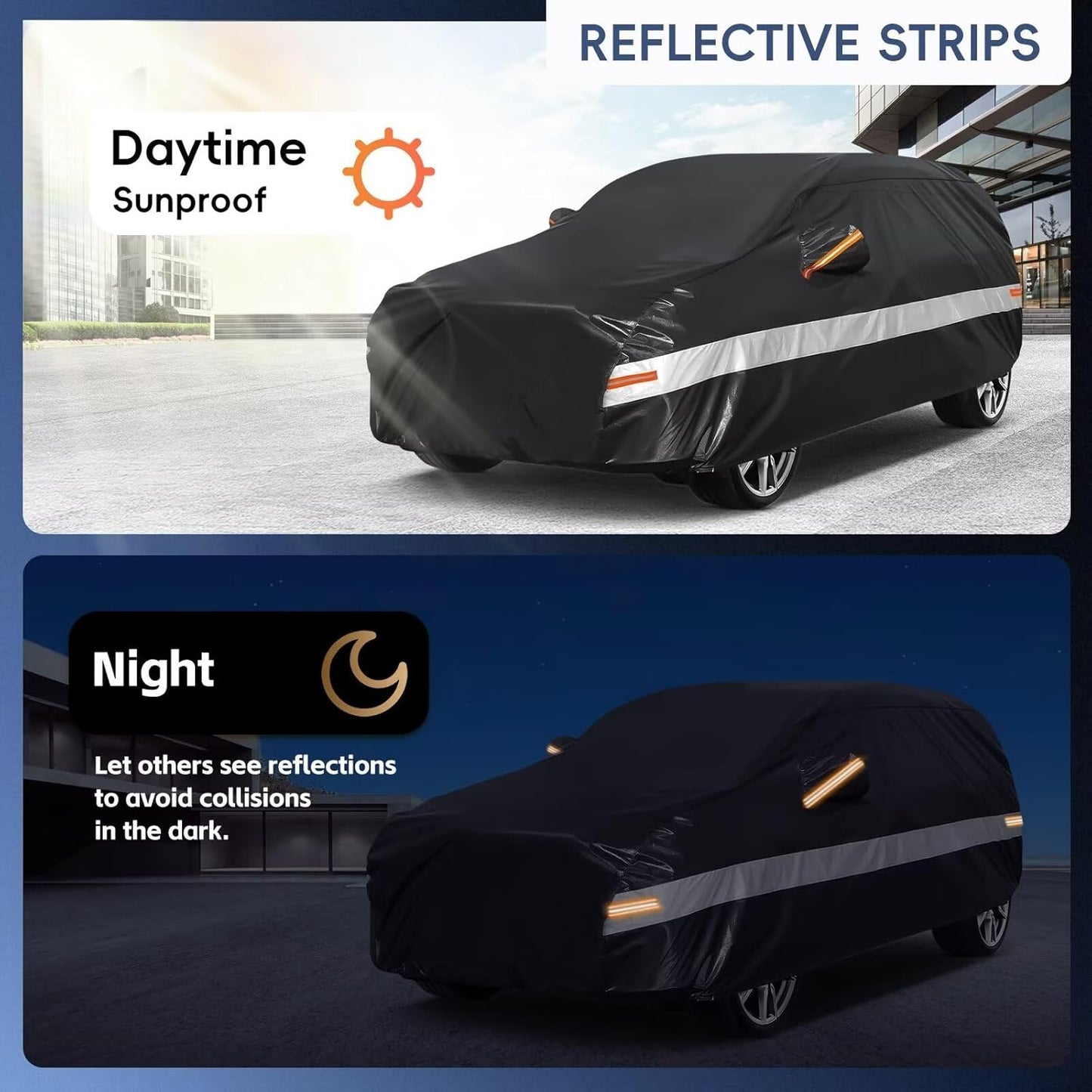 10 Layers SUV Car Cover Custom Fit for Infiniti QX50 QX55 (2021-2025), Waterproof All Weather for Automobiles, Outdoor Full Cover Sun Dust Rain Protection with Cotton. Black