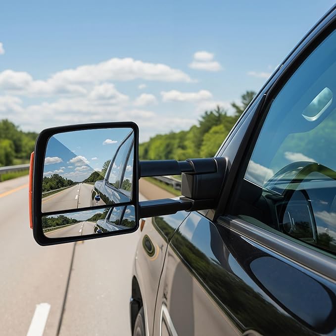 DWVO Towing Mirrors Compatible with Toyota Tundra 2007-2017, Power Heated Side Mirrors with Turn Signal, Manual Extending and Folding, Pair Replacement Tow Mirrors Set