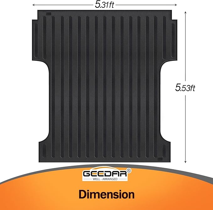 GEEDAR Heavy Duty Rubber Bed Mat for 2015-2024 Ford F-150 5.5 ft CrewCab, Includes 22-24 Lightning Crew/Super Crew, All Weather Liner, F150 Accessories, Black