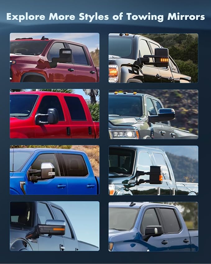 ECCPP Towing Mirrors for 1999-2006 Chevy Silverado GMC Sierra Pickup all models Black Manual Telescoping Pair Mirrors