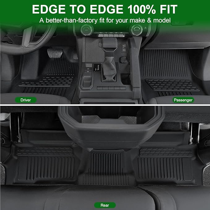 Floor Mats Fit for Toyota Tacoma 2026 2025 2024 Double Cab (Not fit Hybrid), TPE All Weather Protection Floor Liners Including Front & Rear Row & Door Sill Guards for Tacoma Car Mat Accessories