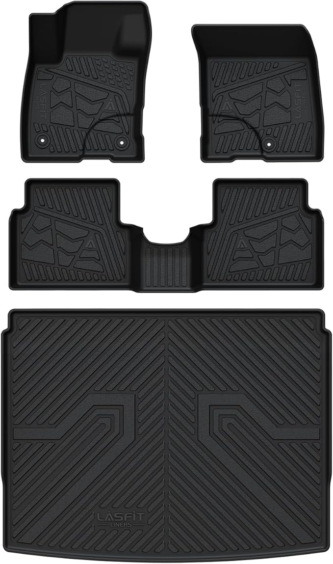 LASFIT Floor Mats and Trunk Mat for Ford Bronco Sport 2021-2025(with Rear Bump in The Cargo Area) Carpet Floor All Weather Custom Fit TPE Car Liners, 1st& 2nd& Cargo Liner, 4pcs Black