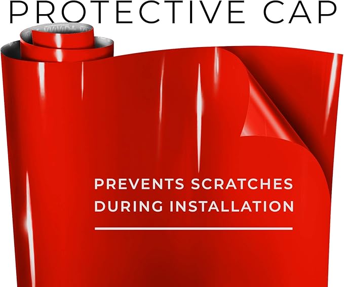 VViViD+ Ultra Gloss Racing Red Vinyl Car Wrap Premium Paint Replacement Film Roll with Nano Air Release Technology, Stretchable Protective Cap Liner, Self Adhesive (25ft x 5ft)