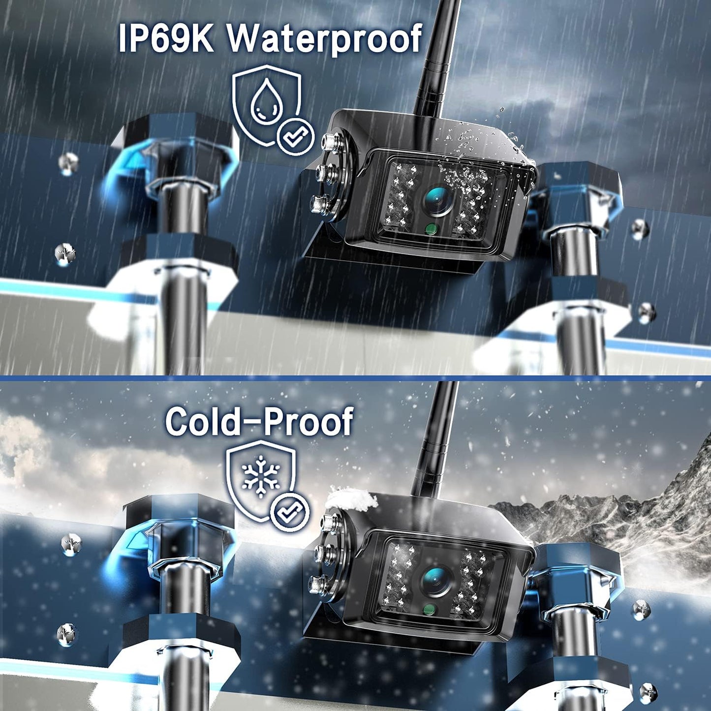 10'' 1080P Wireless Backup Camera System, 10 Inch DVR Dual/Quad Monitor Wireless 2 Rear View Cameras for RV/Truck/Trailer/Camper, IP69 Waterproof Digital Signal Recording System-BW102