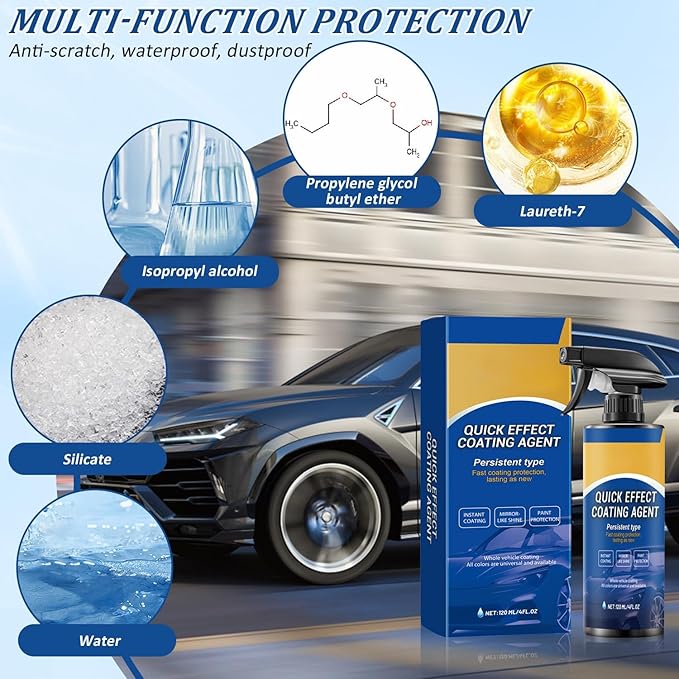 Car Quick Effect Coating Agent Spray, Car Scratch Wax Coating Spray, Suitable for All Cars (2PCS)