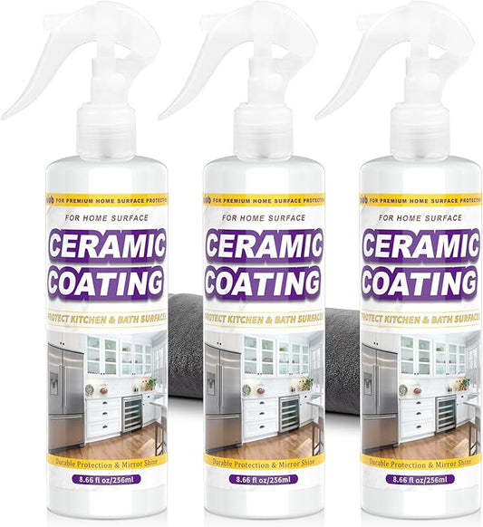 Ceramic Coating Spray for Kitchen Appliances & Stainless Steel – Fingerprint Resistant Cleaner & Sealer for Sinks, Fridges, Stoves – 25oz