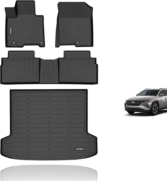 KELCSEECS Floor Mats & Cargo Liner Custom for 2026 2025 2024 2023 2022 Hyundai Tucson Plug-in Hybrid All Weather Car Mats Cargo Mat Trunk Mat Hyundai Tucson PHEV Floor Mats Trunk Liner