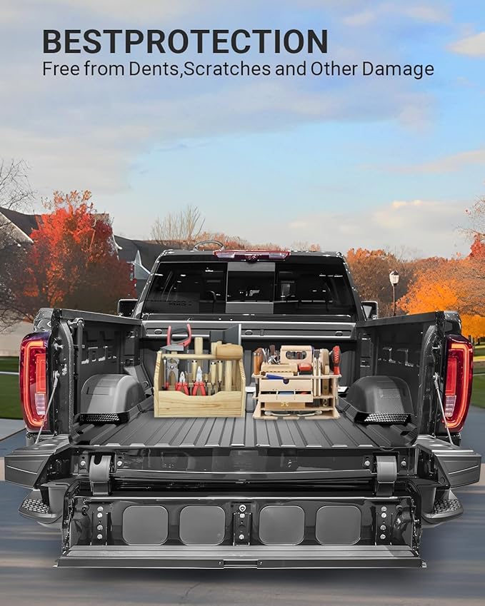 Ecarzo Truck Bed Mat for 2026 2025-2019 Chevy Silverado 1500/GMC Sierra 1500 5.8 FT Custom Fit Heavy-Duty TPE Car Cargo Bed Liner Anti-Slip All-Weather Tailgate Protector Odorless Pickup Accessories