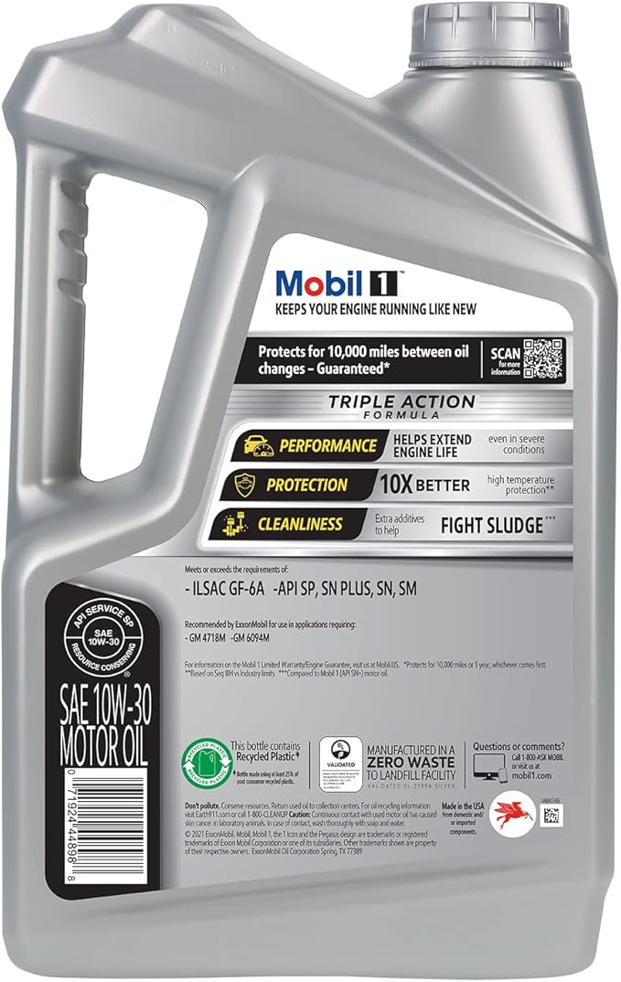 Mobil 1 Advanced Full Synthetic Motor Oil 10W-30, 5 Quart (Pack of 2)