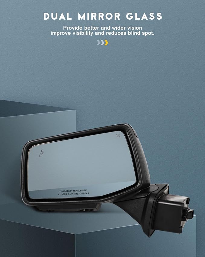 OCPTY A Pair Of Towing Mirror Fit For 2019 2020 2021 2022 2023 For Chevrolet Silverado 1500 With Power Heated Light On Cover Puddle Light Blind Spot Light Temp Sensor Power Folding Black Texture