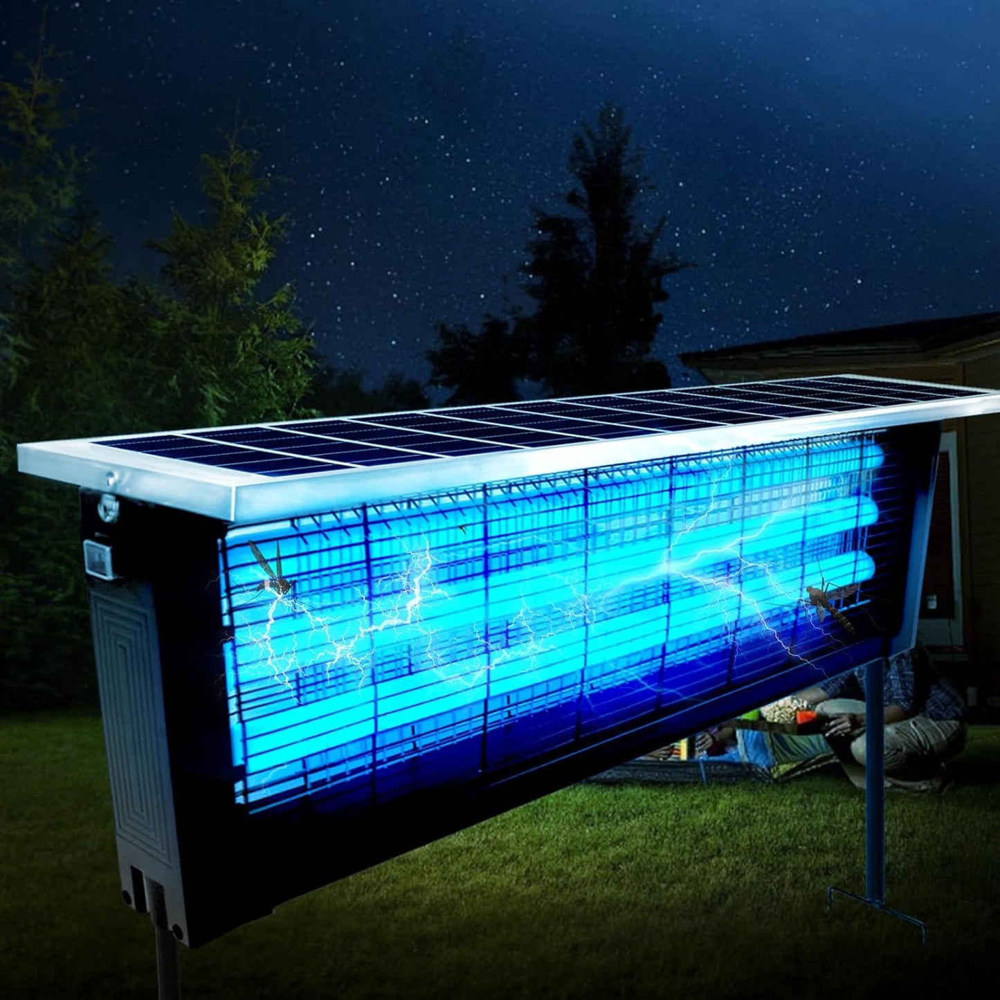 Large Solar Bug Zapper with High Powered for 3500 sq.ft, Portable Outdoor Mosquito Zapper, Rechargeable Electric Fly Zapper for Patio Garden Backyard RV Camping Pond Pest Control