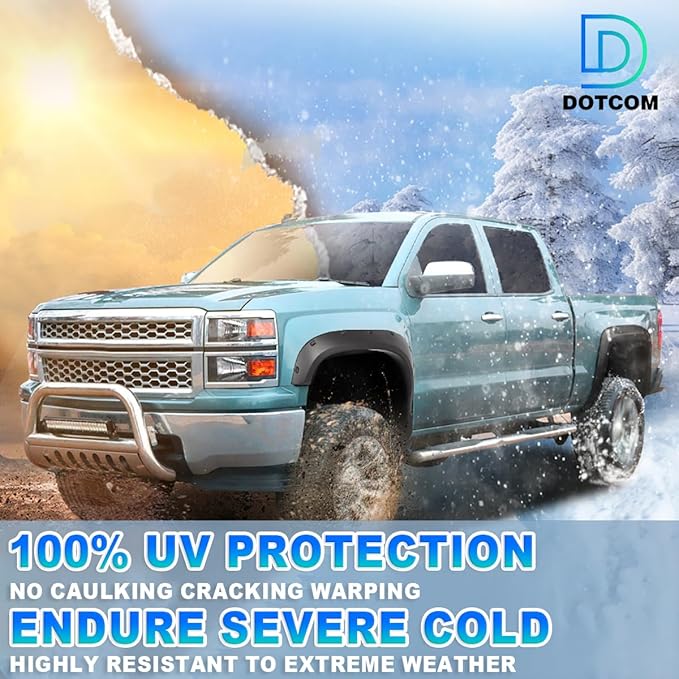 DOTCOM Fender Flares,Compatible with 2014-2021 Toyota Tundra,Wheel Arch Cover Trim Fender Splash Shield,Black Paintable Matte Pocket Smooth Riveted Style 4PCS