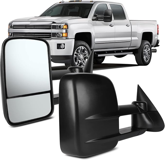 OCPTY Tow Towing Mirrors Manual Telescoping Side Door Mirror For 1999-2007 Silverado Sierra (07 Classic Models), 2000-2006 Suburban Tahoe Yukon Xl Yukon Pair Set Black View Mirror
