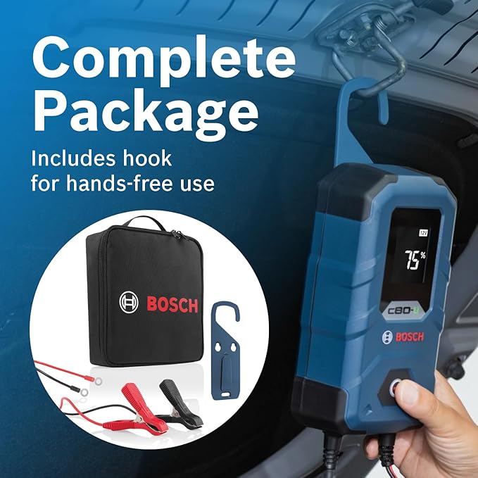 Bosch C80-Li: 15A 6V/12V Next-Gen Battery Charger – Unique 20A Fast-Mode & Smart Maintenance, Trickle Functionality & Advanced Safety Features – for Lead-Acid & Lithium Batteries, AGM, EFB, Gel & SLI