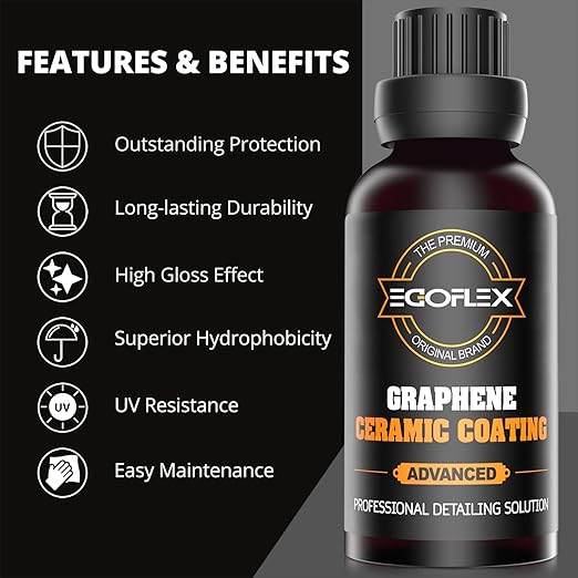 Graphene Ceramic Coating for Cars - 20H Professional Grade Top Coat Detailing Kit 50ML - Heavy Duty Automotive Paint Sealant for After Car Wash - Ultimate Hydrophobic Protection and High Gloss Shine