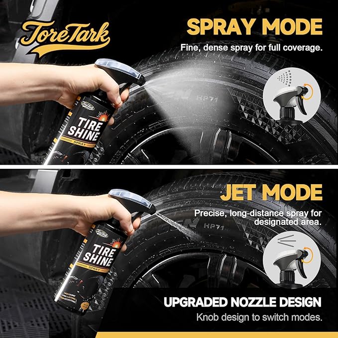 Tire Shine Spray,16OZ Durable Wet Tire Dressing,No Sling/Non-Greasy for Black Tire/Wheel, Long Lasting UV Protection for Car, Truck & SUV Easy to Apply