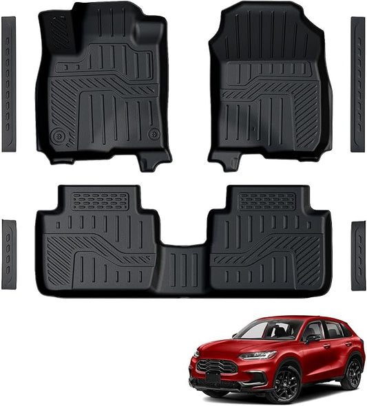 Floor Mats for 2023-2025 2026 Honda HR-V (Hybrid & Gasoline), TPE All Weather Protection Interior Car Floor Liners Door Sill Guards for Honda HRV Accessories