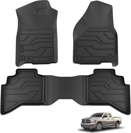 KARPAL Floor Mats for Ram 1500 Crew Cab 2002-2008(Quad Cab), 2500/3500 Crew Cab 2003-2009(Quad/Extended Cab), TPE All-Weather Floor Liners 1st & 2nd Row Car Mats, Ram Accessories