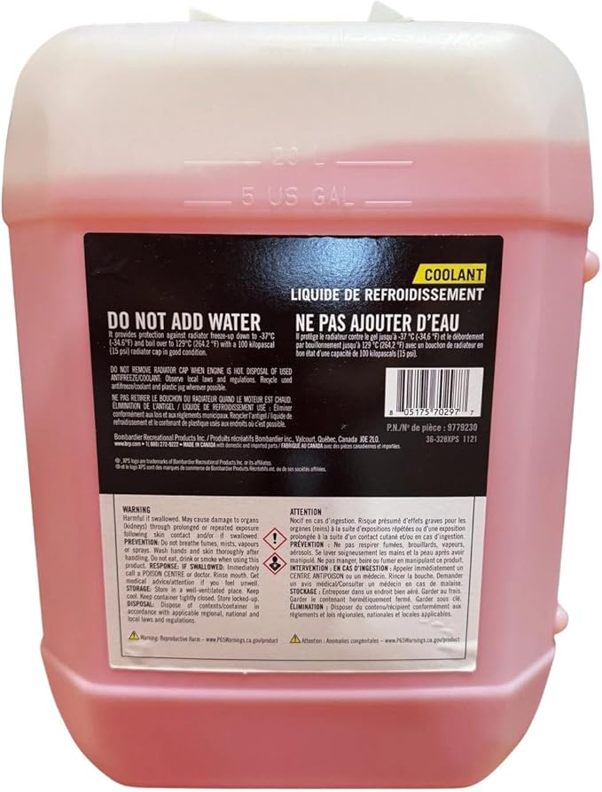 XPS Pre-Mixed Coolant Antifreeze 20L (5.28 Gallon) – Genuine OEM Formula for Ski-Doo, Sea-Doo, and Can-Am Vehicles – Ready to Use Extended Life Engine Coolant – Part #9779230