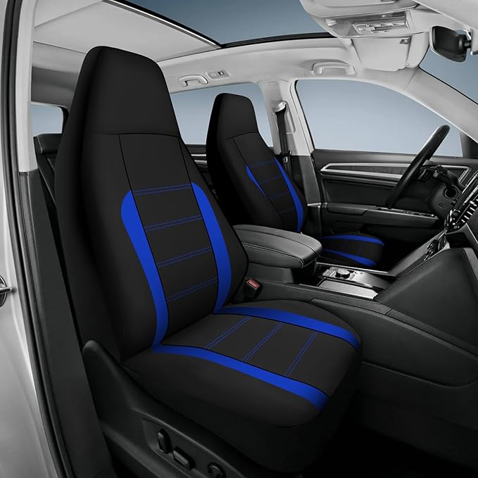 AUTOYOUTH Auto Car Front Seat Covers Bucket Seat Cover Airbag Compatible Auto Parts Motor Trend Car Accessories Universal Fit for Sedan Truck - Blue