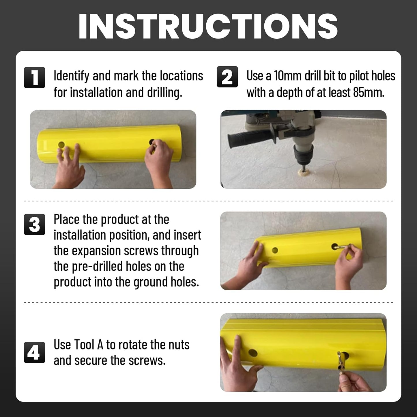 22" Garage Tire Stops for Garage Floor High-Visibility, Odor Free 2 Pc 3.1" Higher Block Bumpers for Parking Car SUV Truck, Heavy Duty Car Wheel Stopper for Driveway Outdoor, Easy Installation