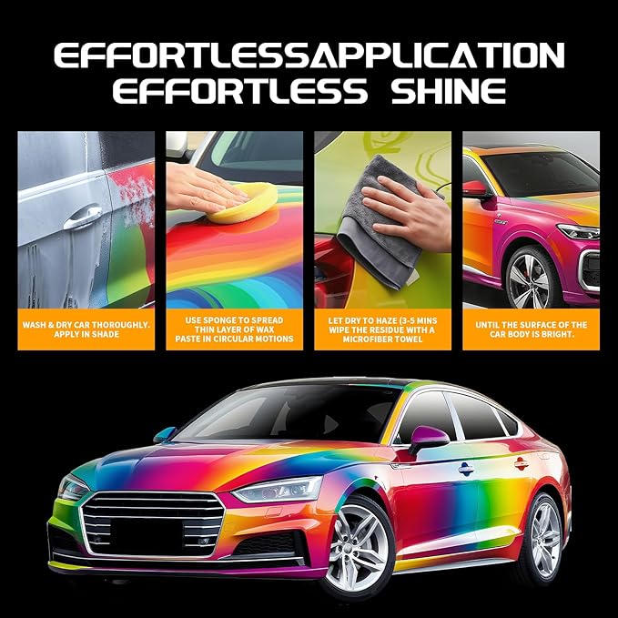 Premium Carnauba Wax 30% Conc. - Ultimate Paint Protection for Luxury Cars | 3-Month UV & Acid Rain Shield | Hydrophobic Ceramic Coating Enhancer (180g)