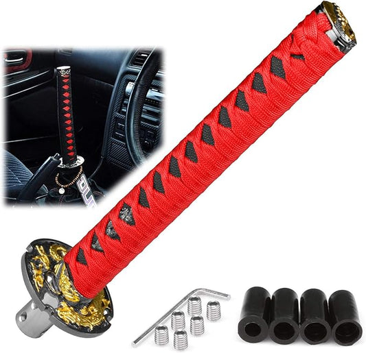 EZAUTO WRAP 26cm Red Black Shift Knob Samurai Sword Alloy Katana with Adapter Universal