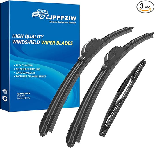 CJPPPZIW® Windshield Wipers-26"+18"+12" Replacement for 2015-2024 Nissan Murano/2019-2021 Acura RDX/Infiniti QX50 Premium All-Season Front and Rear Wiper Blades,Original Factory Quality(Pack of 3)