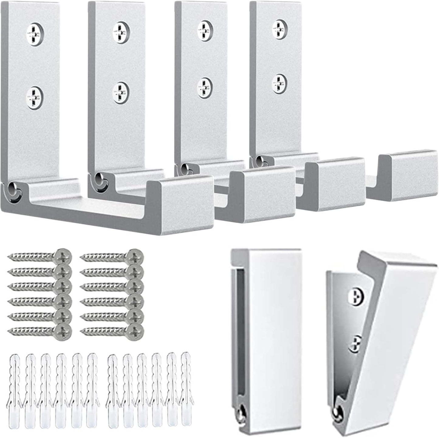 OHIYO 6Pcs Foldable Hooks for Hanging Coat & Bags & Hat & Key Wall Mounted Heavy Duty Aluminum Alloy Folding Coat Hooks with 12pcs Screws for Headphones Holder or Wall Hanger Hook(Matte Silver)