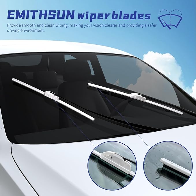 OEM QUALITY 26" + 17" Premium All-Seasons Durable Stable And Quiet White Windshield Wiper Blades (Set of 2)
