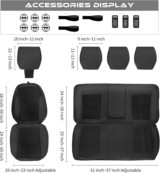CAR PASS Leather Oxford Car Seat Covers Full Set, All-Weather Non-Slip Durable, Universal Fit for SUVs Sedans Trucks Vans Automotive, Armrest Airbag Compatible, 3D Emboss 5 Black