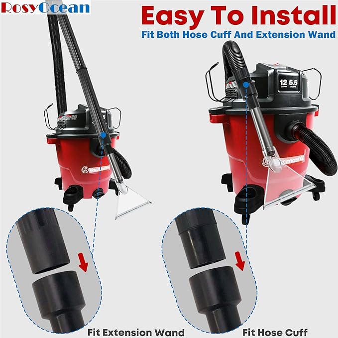 Universal Compatible with All Shop Vacs Extractor Attachment with 2-1/2" & 1-7/8" & 1-1/4" Three Adapters Vacuum Head Extraction Accessory for Upholstery & Carpet Cleaning & Auto Detailing
