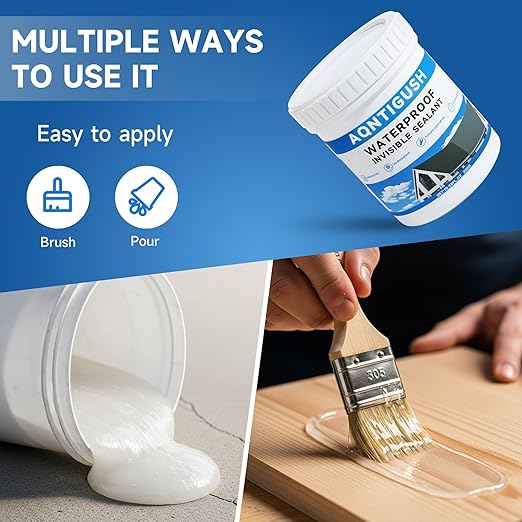 21oz Transparent Waterproof Sealant Coating Invisible Waterproof Agent, Waterproofing Adhesive for Roofs, Walls, Bathroom, Shower, Wood, Indoor & Outdoor Water Proof Clear Paint Sealer 600g