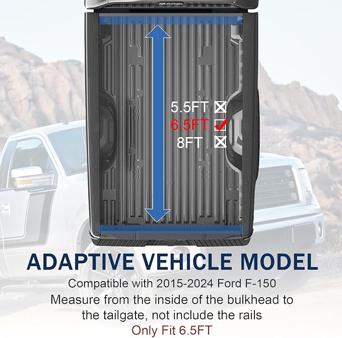 Hard Tri-Fold Truck Bed Tonneau Cover Compatible with 2015-2024 Ford F-150 6.5FT Bed