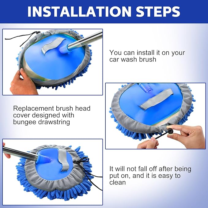 Layhit 5 Pcs Car Wash Mitt Set, Brush Not Included, Microfiber Mitt Cleaning Car Truck Washing Tools Kit RV Pickup Chenille Scratch Replacement(Royal Blue)