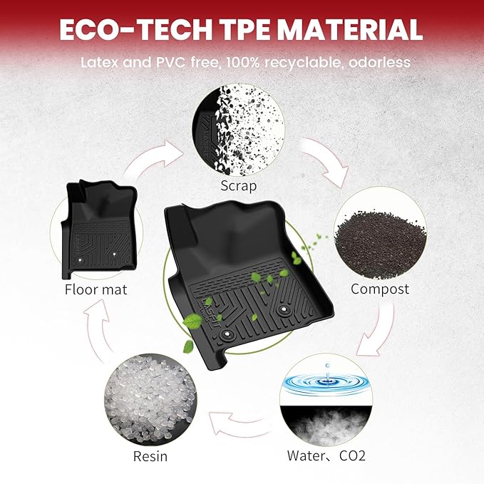 LASFIT Floor Mats for Toyota Tacoma 2005-2011 Double Cab Auto Tran, Custom Fit All Weather Protection Durable TPE Floor Liners for 2005-2011 Tacoma Accessories Front & Rear 2 Row Row Car Mats, Black