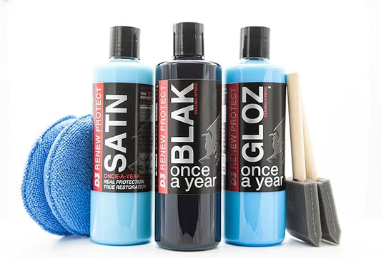RENEW PROTECT- Shop Set - High Gloss, Semi & Low Gloss Options, Real Restoration & True Protection - Tire Coating, Plastic, Rubber, Vinyl | Prevents Tire Dry Rot | 100% UV Block Protection | Dry-Seal
