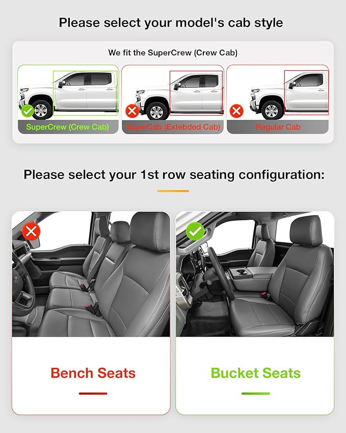 3W Floor Mats Fit for Ford F250 F350 F450 F550 2017-2025 2026 Super Duty Crew Cab Bucket Seat with Under Seat Storage, All Weather TPE Custom Fit F 250 Floor Liner(Not for Vinyl Floor), Upgraded