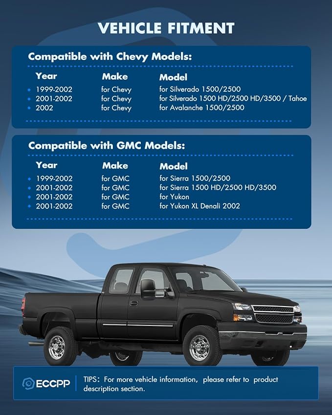 ECCPP Towing Mirrors With 1999-2002 For Chevy Silverado For GMC Sierra 1500/2500/3500 Power Adjusted Heated No Turn Signal Manual Telescoping Folding Pickup Truck Mirrors