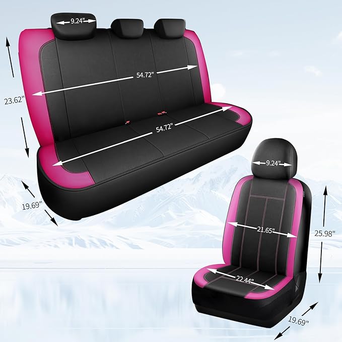 Seat Covers Neoprene Waterproof, Premium Cloth Car seat Covers Full Set, Composite EVA, Airbag Compatible, Universal Fit Automotive Seat Covers for Most Cars,Trucks,SUVs((Black Pink 816)