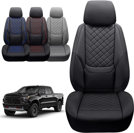 BABYBLU Chevy Chevrolet Silverado GMC Sierra Car Seat Covers Fit 2007-2023 2024 2025 1500/2500HD/3500HD (Black, Full Set)