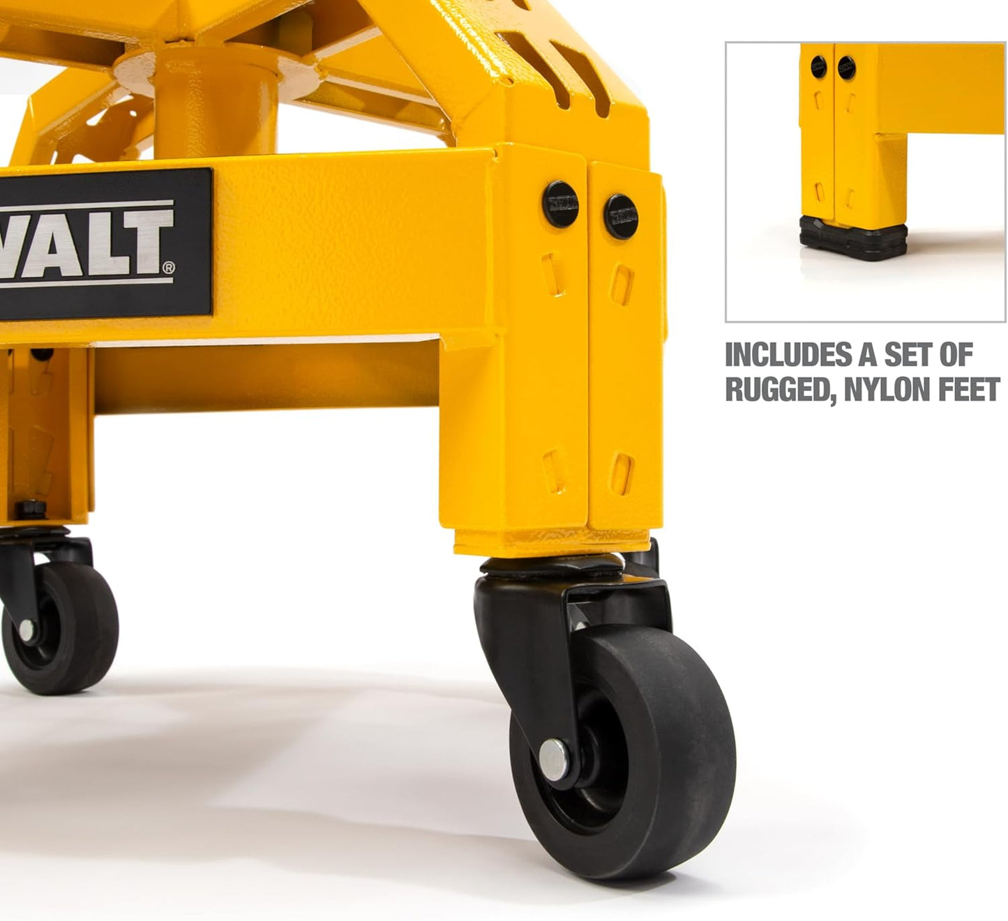 DEWALT Heavy-Duty Metal Rolling Stool for Shop or Garage, Padded 360-degree Swivel Seat, Durable Steel Frame, Adjustable